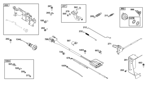 Controls Group Diagram and Parts List for 356447-0677-F1 200000 - 399999 Briggs and Stratton Engine